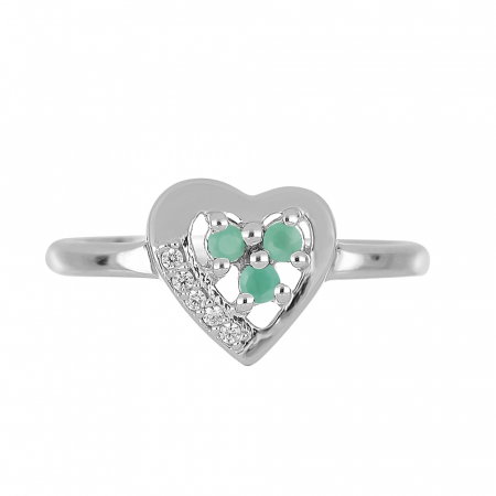 Inel argint inima cu 3 pietre de Smarald (Emerald) - IVA0107 [2]