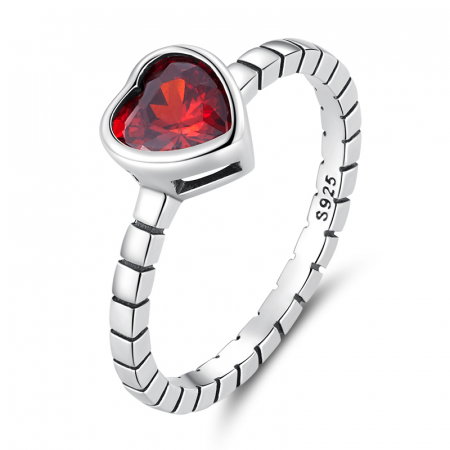 Inel argint  inima de burgundy [11]