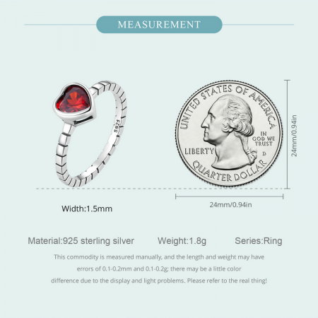 Inel argint  inima de burgundy [9]