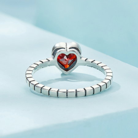 Inel argint  inima de burgundy [7]