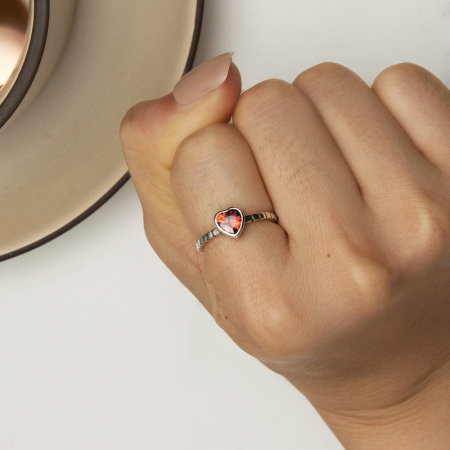 Inel argint  inima de burgundy [3]