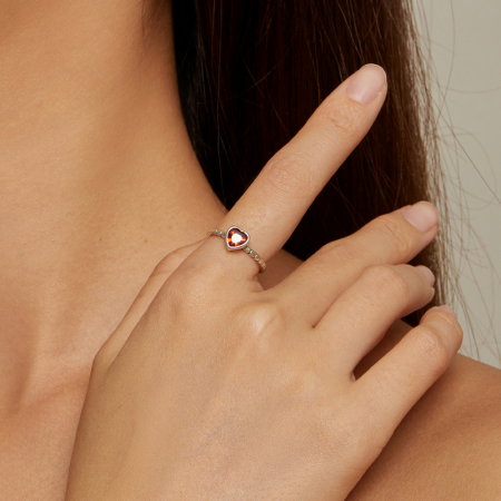 Inel argint  inima de burgundy [1]