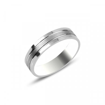 Inel argint rodiat model verigheta cu dungi