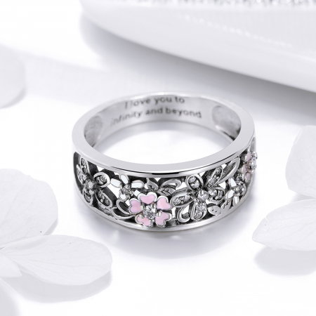 Inel argint lat cu flori de cires japonez Infinit Love [3]