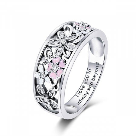 Inel argint lat cu flori de cires japonez Infinit Love [0]