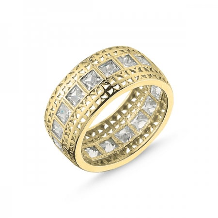 Inel argint lat placat cu aur, cu zirconii patrate - Eternity [0]