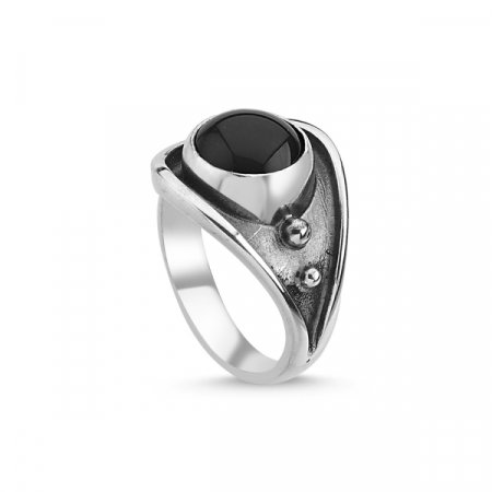 Inel argint lucrat manual, cu onix, reglabil [0]