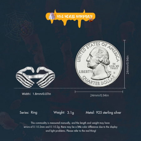 Inel argint mana schelet, reglabil [5]