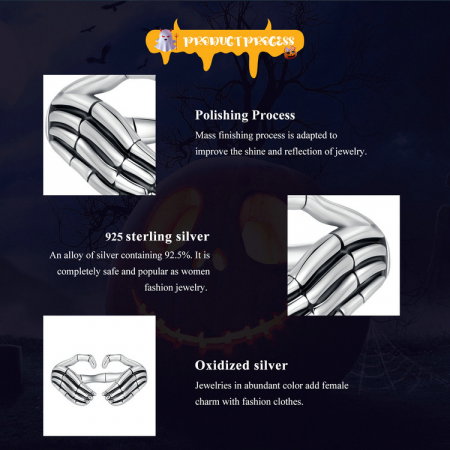 Inel argint mana schelet, reglabil [6]