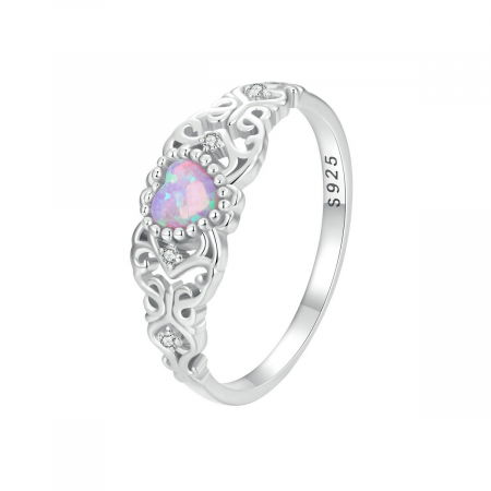 Inel argint opal roz