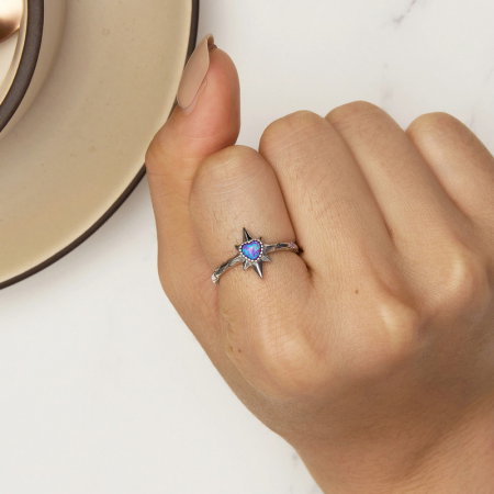 Inel argint pentagrama si inima [3]