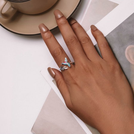 Inel argint pescarus albastru, reglabil [1]