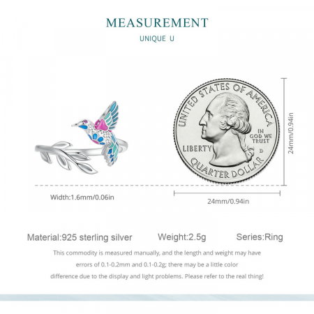 Inel argint pescarus albastru, reglabil [8]