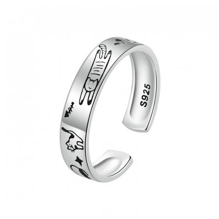 Inel argint pisicuta Doodle