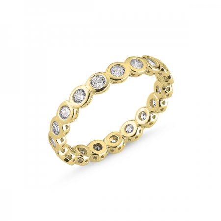 Inel argint placat cu aur, cu zirconii albe - Eternity [0]