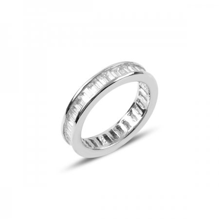 Inel argint placat cu rodiu, cu zirconii albe - Eternity  [0]