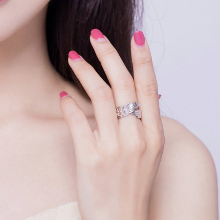 Inel argint reglabil Aripile Sperantei placat cu rodiu [1]