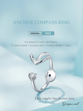 Inel argint reglabil busola si ancora [12]