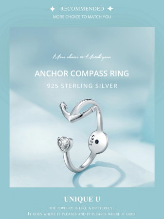 Inel argint reglabil busola si ancora [24]