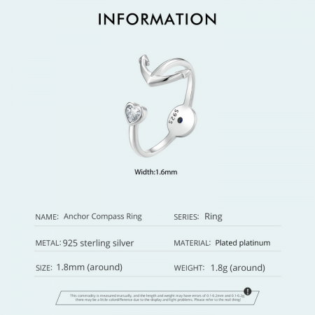 Inel argint reglabil busola si ancora [15]