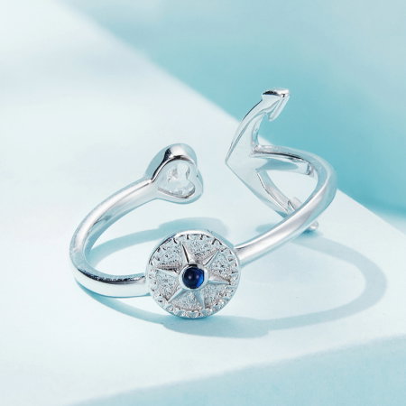 Inel argint reglabil busola si ancora [8]