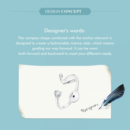 Inel argint reglabil busola si ancora [13]