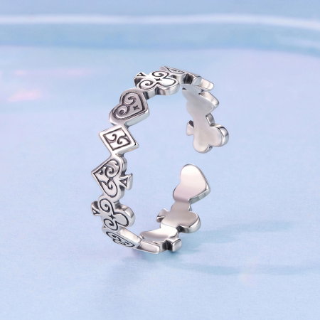 Inel argint reglabil carti de joc [2]