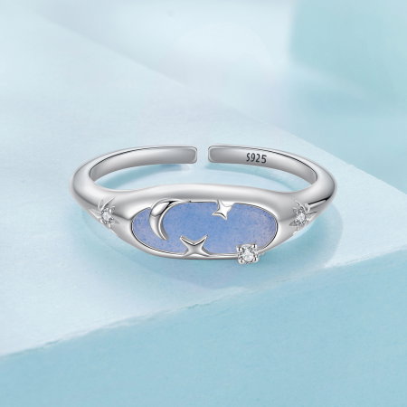 Inel argint reglabil cer instelat cu piatra luminiscenta [6]