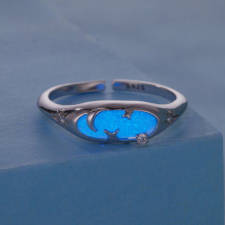 Inel argint reglabil cer instelat cu piatra luminiscenta [5]