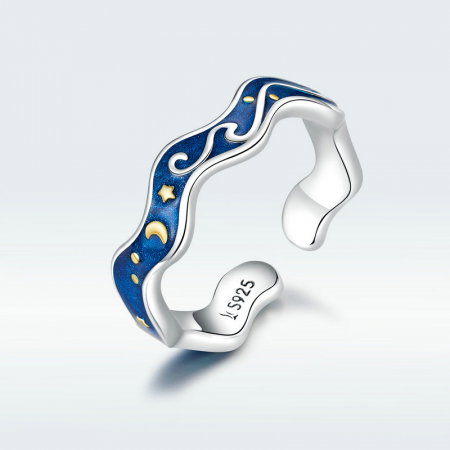 Inel argint reglabil Cer Instelat placat cu rodiu si aur [7]