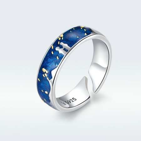 Inel argint reglabil Cer Instelat placat cu rodiu si aur [6]