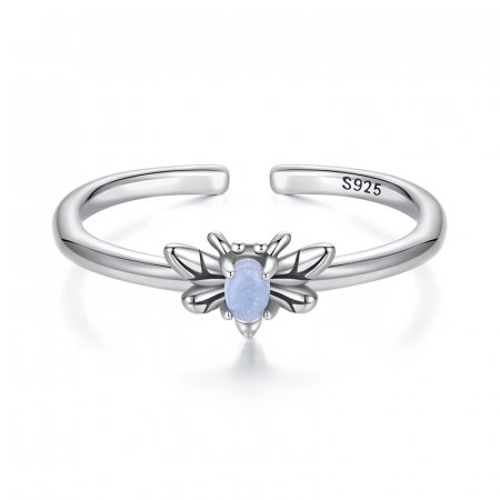 Inel argint reglabil cu albinuta fosforescenta