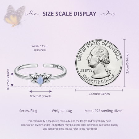 Inel argint reglabil cu albinuta fosforescenta [15]