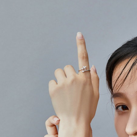 Inel argint reglabil cu avion si zirconii [3]