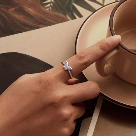 Inel argint reglabil cu fluturas [8]