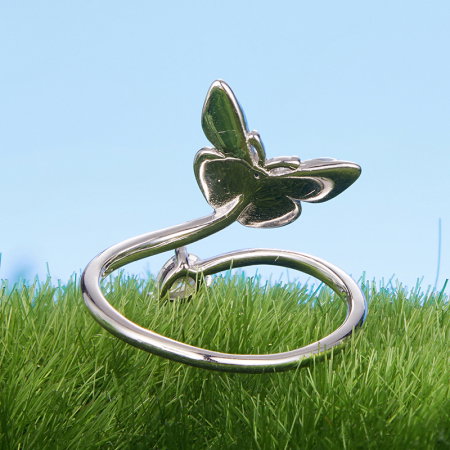 Inel argint reglabil cu fluturas albastru [5]