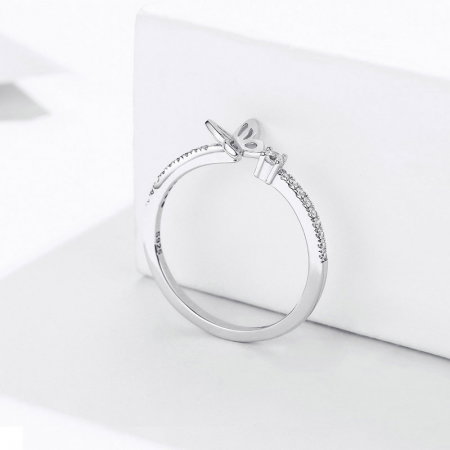 Inel argint reglabil cu fluturas placat cu rodiu [4]