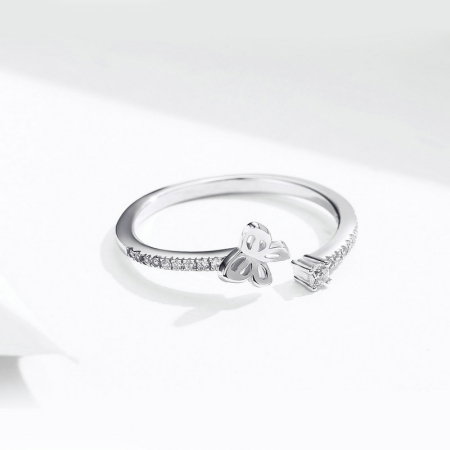 Inel argint reglabil cu fluturas placat cu rodiu [5]