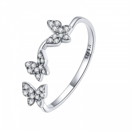 Inel argint reglabil cu fluturasi