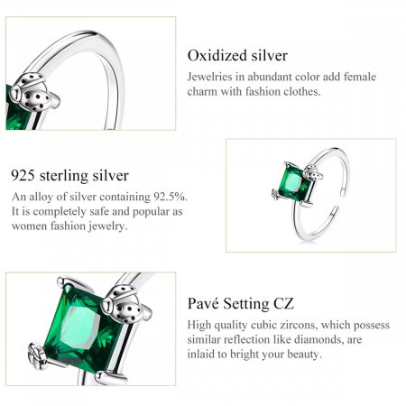 Inel argint reglabil cu gargarita si zirconiu verde [1]