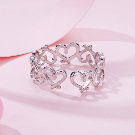 Inel argint reglabil cu inimioare [6]