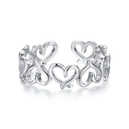 Inel argint reglabil cu inimioare