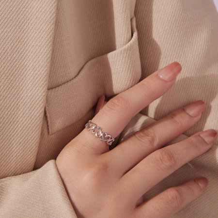 Inel argint reglabil cu inimioare [7]