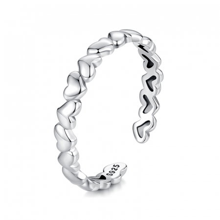 Inel argint reglabil cu inimioare