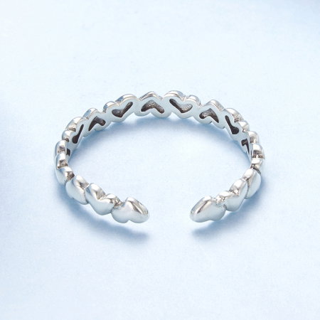 Inel argint reglabil cu inimioare [6]