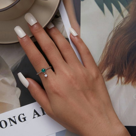 Inel argint reglabil cu malachit [4]