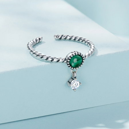 Inel argint reglabil cu malachit [2]