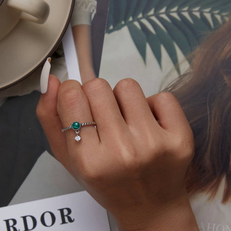 Inel argint reglabil cu malachit [5]