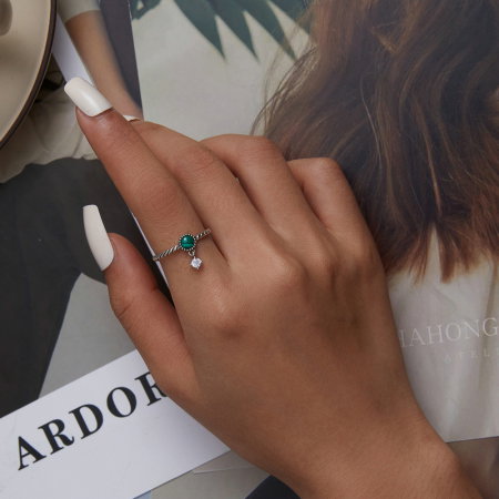 Inel argint reglabil cu malachit [6]