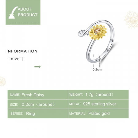 Inel argint reglabil cu margarete [4]